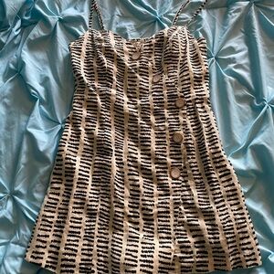 Urban Outfitters Brown and White Spaghetti Strap Jumpsuit